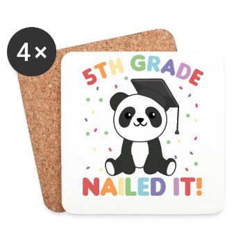Kids 5th Grade nailed it Panda Graduation - Untersetzer (4er-Set) - Weiß - Vorne
