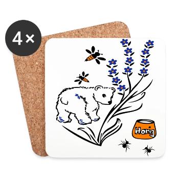 Bear Bees Honey - Coasters (set of 4) - white - Front