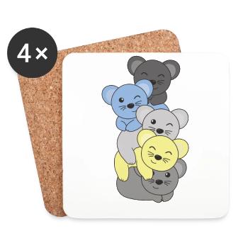 Periboy Flag Pride LGBTQ süßer Maus Stapel - Untersetzer (4er-Set) - Weiß - Vorne