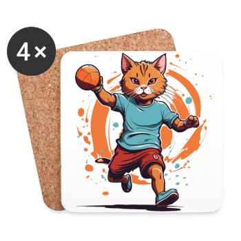 Chat de handball Style streetwear iconique - Dessous de verre (lot de 4) - blanc - Devant