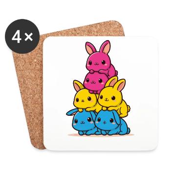Hasen Pansexuell Flagge Pride Monat süßer Hase - Untersetzer (4er-Set) - Weiß - Vorne