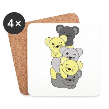 Perigender Flag Pride LGBTQ süßer Maus Stapel - Untersetzer (4er-Set) - Weiß - Vorne