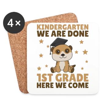 Kids Kindergarten graduate Meerkat 1st grade - Coasters (set of 4) - white - Front