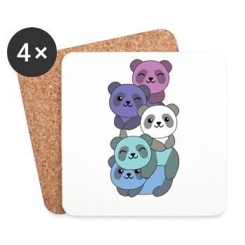 Spectrasexual Drapeau Pride LGBTQ Panda mignon - Dessous de verre (lot de 4) - blanc - Devant