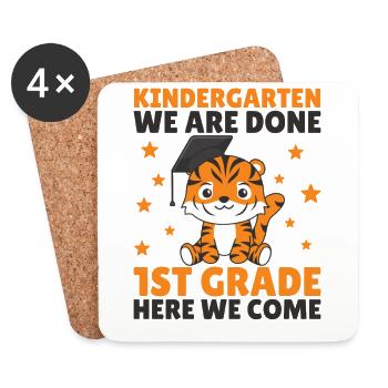Kids Kindergarten graduate Tiger 1st grade - Coasters (set of 4) - white - Front
