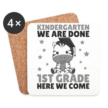 Kids Kindergarten graduate Zebra 1st grade - Coasters (set of 4) - white - Front