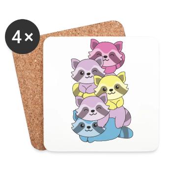 aporagender Flag Pride LGBTQ süße Waschbär - Untersetzer (4er-Set) - Weiß - Vorne