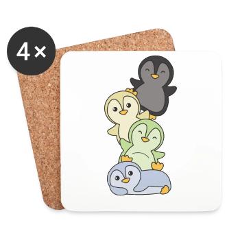 cassgender Flag Pride LGBTQ süße Pinguin - Untersetzer (4er-Set) - Weiß - Vorne