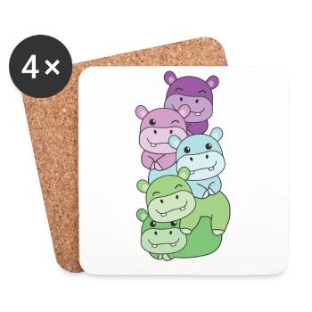 Toric Flag Pride LGBTQ Cute Hippo - Coasters (set of 4) - white - Front
