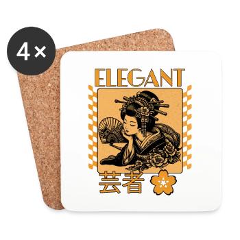 Elegant Geisha - Coasters (set of 4) - white - Front