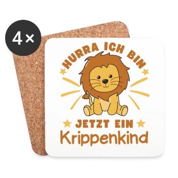 Hurra Ich Bin Jetzt Ein Krippenkind Löwe - Untersetzer (4er-Set) - Weiß - Vorne