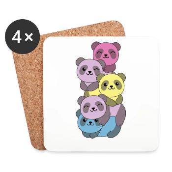 aporagender Flag Pride LGBTQ süße Panda - Untersetzer (4er-Set) - Weiß - Vorne