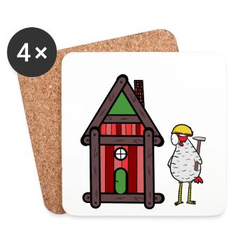 Craftsman Chicken Chicken Coop Build Builder - Coasters (set of 4) - white - Front