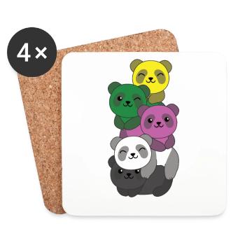 Ceterosexuell Flag Pride LGBTQ süße Panda - Untersetzer (4er-Set) - Weiß - Vorne