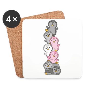 Demigirl Flag Pride LGBTQ süße Pinguin - Untersetzer (4er-Set) - Weiß - Vorne
