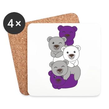 grisdrapeau sexuel fierté LGBTQ ours mignon - Dessous de verre (lot de 4) - blanc - Devant