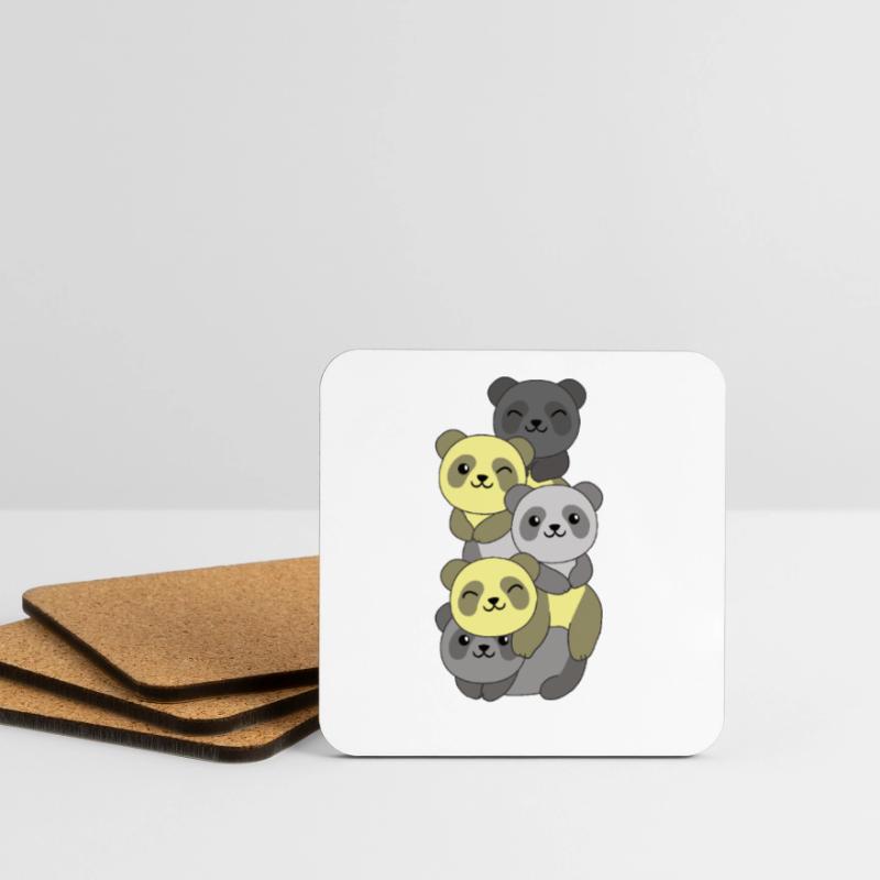 Perigender Flag Pride LGBTQ Cute Panda Stack Coasters (set of 4)
