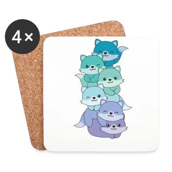Neptunic Flag Pride LGBTQ Cute Fox Stack - Coasters (set of 4) - white - Front