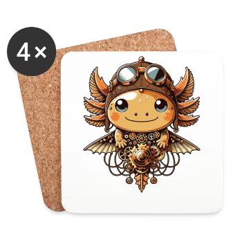 Kawaii Steampunk Axolotl Fantasy Axolotl Lover - Coasters (set of 4) - white - Front