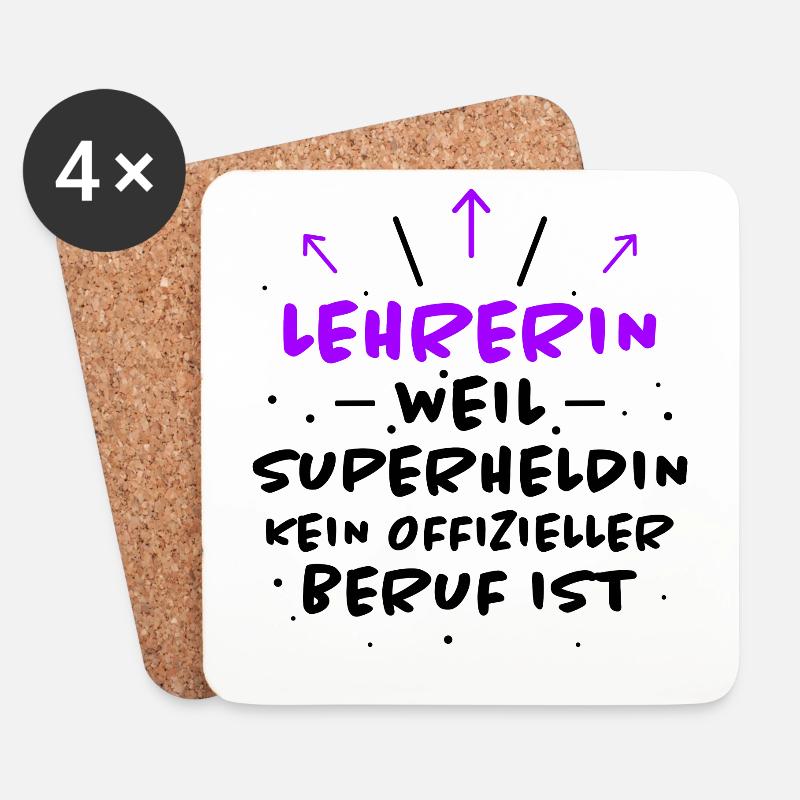 Lehrerin Spruch Lehrer Lustiges Lehrerin Geschenk - Untersetzer (4er-Set) - Weiß