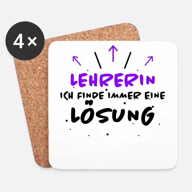 Lehrerin Spruch Lehrer Lustiges Lehrerin Geschenk - Untersetzer (4er-Set) - Weiß