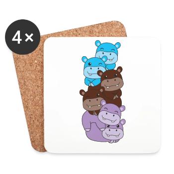 androsexuell Flag Pride LGBTQ süße Hippo - Untersetzer (4er-Set) - Weiß - Vorne