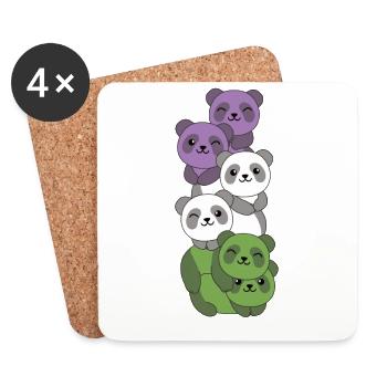 Genderqueer Drapeau Pride LGBTQ Panda mignon - Dessous de verre (lot de 4) - blanc - Devant