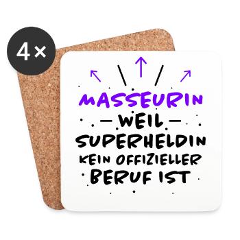 Masseurin Spruch Beruf Lustiges Masseurin Geschenk - Untersetzer (4er-Set) - Weiß - Vorne