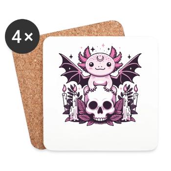 Kawaii Pastel Goth Cute Creepy Axolotl Fledermaus - Untersetzer (4er-Set) - Weiß - Vorne