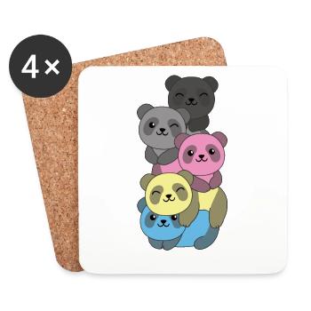 polygender Flag Pride LGBTQ süße Panda - Untersetzer (4er-Set) - Weiß - Vorne