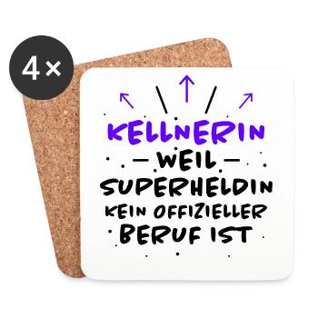 Kellnerin Spruch Beruf Lustiges Kellnerin Geschenk - Untersetzer (4er-Set) - Weiß - Vorne