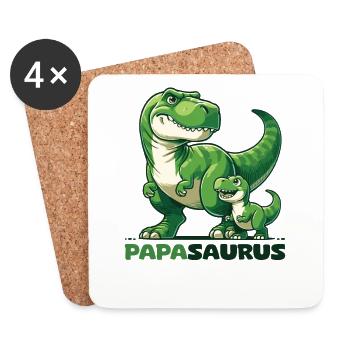 Papasaurus Father's Day Best Dad T-Rex Dinosaur - Coasters (set of 4) - white - Front