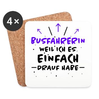 Busfahrerin Spruch Lustiges Busfahrerin Geschenk - Untersetzer (4er-Set) - Weiß - Vorne