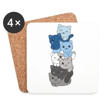 Faunflux drapeau fierté LGBTQ mignon chat pile - Dessous de verre (lot de 4) - blanc - Devant