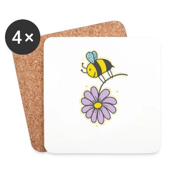 Abeille avec des animaux de fleur Nature apiculteur - Dessous de verre (lot de 4) - blanc - Devant
