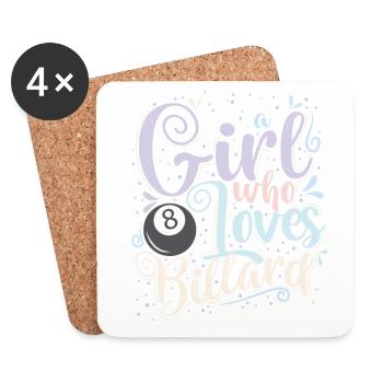 Girl who Loves Billard - Untersetzer (4er-Set) - Weiß - Vorne