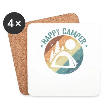 Happy Camper Urlaub Freiheit - Untersetzer (4er-Set) - Weiß - Vorne