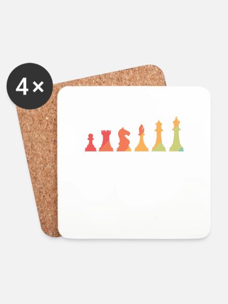 Schach Denksport Brettspiel - Untersetzer (4er-Set) - Weiß