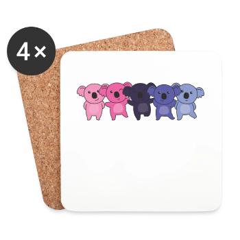 Omnisexuel Drapeau Pride LGBTQ Koala mignon - Dessous de verre (lot de 4) - blanc - Devant