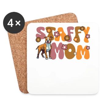American Staffordshire Terrier Groovy Staffy Mom - Coasters (set of 4) - white - Front
