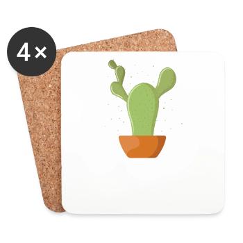 Gartenarbeit kleiner Kaktus - Untersetzer (4er-Set) - Weiß - Vorne