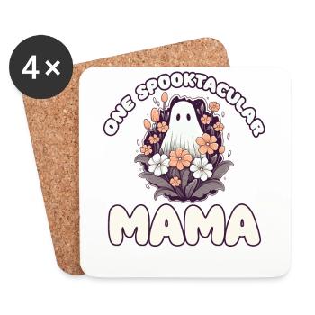 Halloween Groovy maman fantôme Hippie Floral Vintage - Dessous de verre (lot de 4) - blanc - Devant