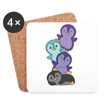 alexigender Flag Pride LGBTQ süße Pinguin - Untersetzer (4er-Set) - Weiß - Vorne