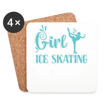 Girl Loves Ice Skating Schlittschuh - Untersetzer (4er-Set) - Weiß - Vorne