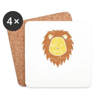 Africa Lion Predator King - Coasters (set of 4) - white - Front