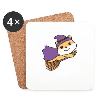 Hamster Halloween Hexe Kinder Hexen Kostüm - Untersetzer (4er-Set) - Weiß - Vorne