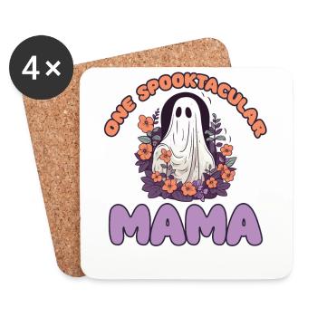 Halloween Groovy maman fantôme Hippie Floral Vintage - Dessous de verre (lot de 4) - blanc - Devant