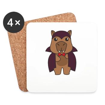 Capybara Happy Halloween Costume de vampire mignon - Dessous de verre (lot de 4) - blanc - Devant
