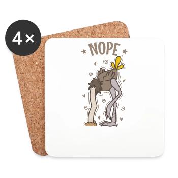 Nope Strauß Kopf im Sand Laufvogel - Untersetzer (4er-Set) - Weiß - Vorne