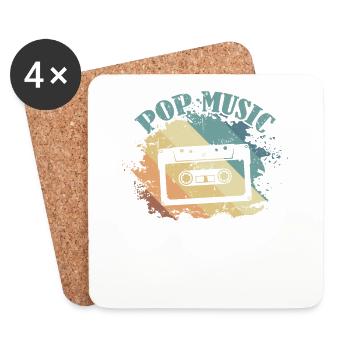 Cassette de musique pop R’n’B - Dessous de verre (lot de 4) - blanc - Devant
